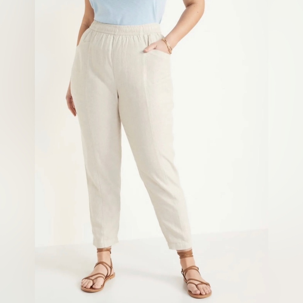 Old navy | cropped linen blend high waist pants